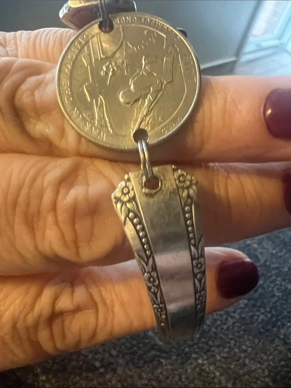 Silver-Tone Coin Link Wristband Bracelet - Vintage-Inspired Silver